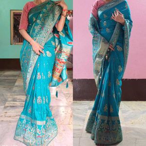 Heavy Silk Saree With Zari Border