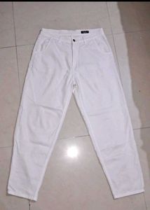 White Dress And Jeans Carrot Fit