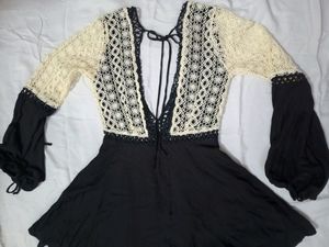 Carson Crochet Details Dress Black/White