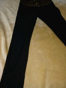 Black Pants with Gold Waist Detail