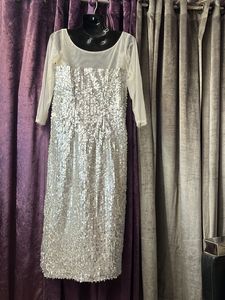 Silver Sequin Dress &amp; Pant Set