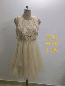 Cream Sequin Party Dress