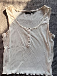 Ribbed Tank Top with Buttons