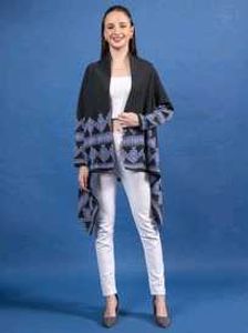 Patterned Open-Front Cardigan