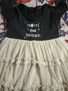 Beautiful White And Grey  Frock For Baby girl