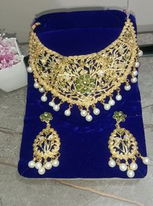 Mint Green And Golden Neck Set.