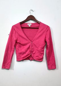 Pink Long Sleeve  Crop Top