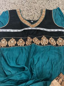 Teal N Black Anarkali Kurta