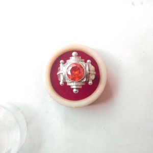 Pure Silver Maharaja Ring In Carnelian Gemstone