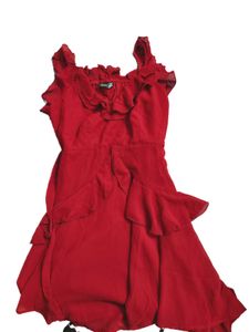 Elegant Red Ruffled Dress