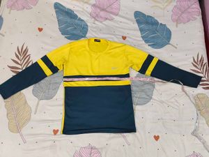 Yellow & Teal Green Long Sleeve Sports T-shirt