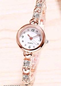 Elegant Rose Gold Heart & Crystal Watch