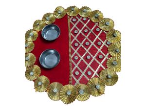Handmade Decorative Pooja Thali, Puja Plate, Karwa