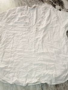 White Embroidered Tunic Top
