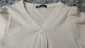 Zara White Button-Up Top