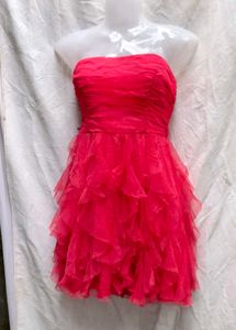 I. Red Strapless Ruffle Dress