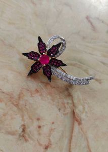 Ruby and Diamond Flower Brooch