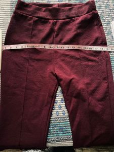 Maroon Textured Flared Pants