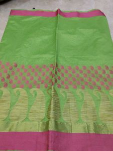 Green And Pink Tissue Saree