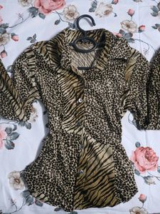 Vintage Animal Print Button-Down