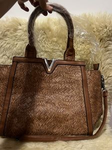 Brown Pu Leather Tote Bag