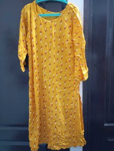 Yellow Printed Kurta