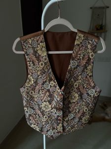 Rust Orange Floral TAPESTRY WAIST COAT