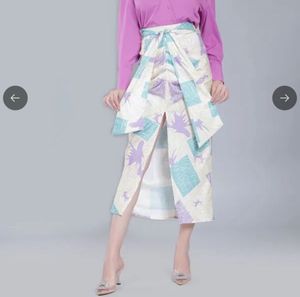 printed tie up skirt