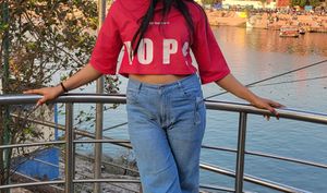Pink Graphic Crop Top