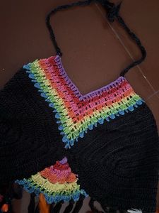 Crochet Halter Fringe Top