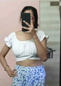 Trendy White Crop Top &amp; Black Pants