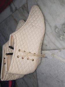 White Colored Fabcy Boots