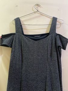 Chic shimmery Grey Cold Shoulder Dress