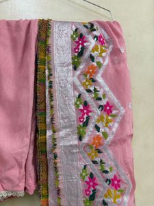 Pink Suit set with Banarasi Dupatta