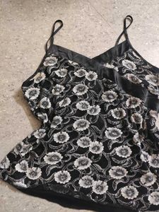 Black Pinteresty Sparkly Floral Cami Top