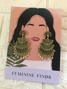 Gold &amp; Black Platted - Peacock Earring
