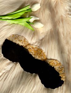 Elegant Black & Gold Resin Coasters Set Of 3