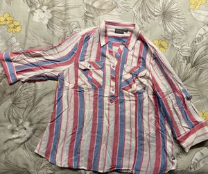 WESTSIDE - Gia Striped 3/4 Sleeve Shirt