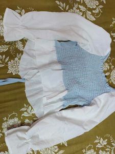 Romantic Korean Style Blouse &amp; Vest Set