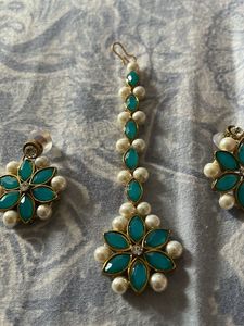Teal &amp; Pearl Jewelry Set