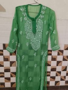 Green Embroidered Kurta