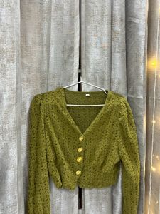 Olive Green Knit Cardigan