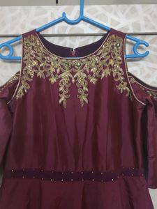 Beautiful Ethic Wear Gown M Size Wine Colour