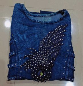 Cute Denim Fit &amp; Flare Dress