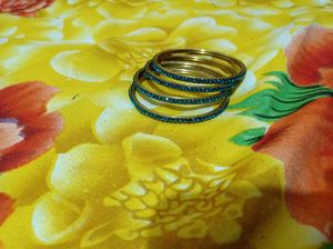 Blue Crystal Bangles (Set of 4)