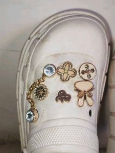 Customized White Clogs with Charms