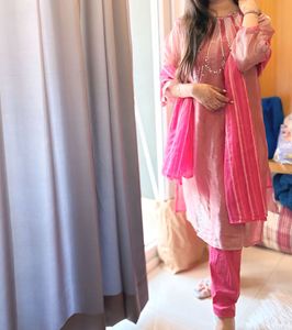 Elegant Pink Embroidered Suit