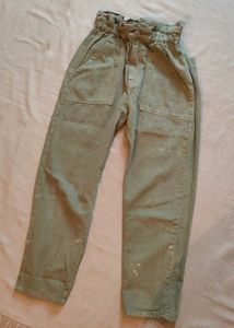 Green Paperbag Waist Pants