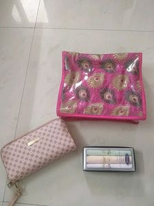 Combo Of Clutch, Bangle Box And Handkerchief