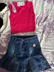 Crop Top And Skirt Set